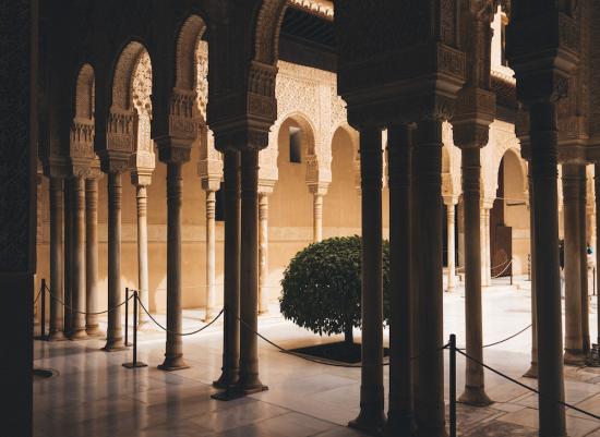 Veduta dei giardini e delle torri dell'Alhambra di Granada